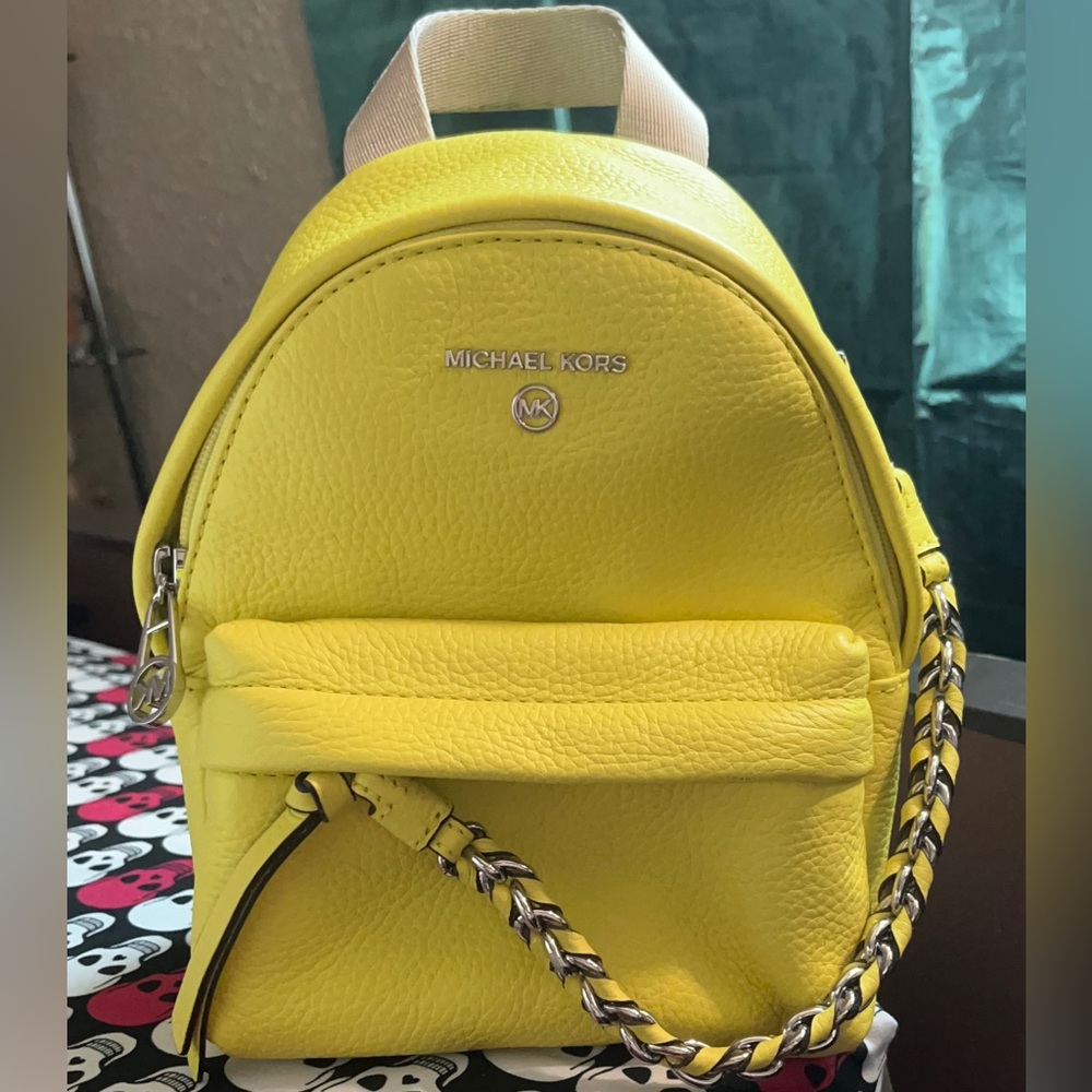 Michael Kors Leather Backpack, Size Small - Yellow